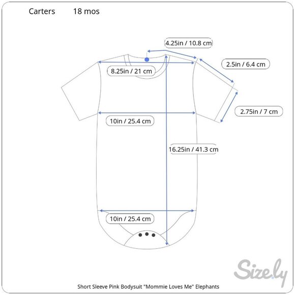 Carters Pink Baby Girls Bodysuit 18M Short Sleeve "Mommy Loves Me" Elephants - Picture 7 of 7